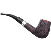 Savinelli Autograph Autograph Sandblasted Bent Billiard with Silver (6mm) (Legacy Stock)