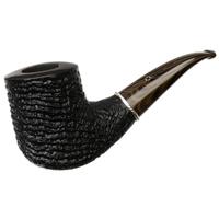 Larry Roush Partially Sandblasted Bent Billiard with Rope Finish Silver (S5) (2633)