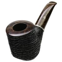 Larry Roush Partially Sandblasted Bent Billiard with Rope Finish Silver (S5) (2633)