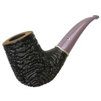Larry Roush Sandblasted Bent Billiard with Rope Finish Silver (S5) (2681)