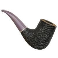 Larry Roush Sandblasted Bent Billiard with Rope Finish Silver (S5) (2681)