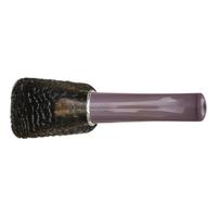 Larry Roush Sandblasted Bent Billiard with Rope Finish Silver (S5) (2681)