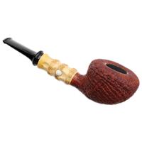 Yang Kun Two Pipe Set Smooth Bent Dublin and Partially Sandblasted Bent Dublin with Bamboo (U24.7)