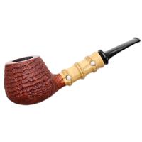 Yang Kun Two Pipe Set Smooth Bent Dublin with Bamboo and Partially Sandblasted Bent Brandy with Bamboo (U24.8)