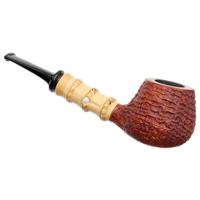 Yang Kun Two Pipe Set Smooth Bent Dublin with Bamboo and Partially Sandblasted Bent Brandy with Bamboo (U24.8)