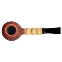 Yang Kun Two Pipe Set Smooth Bent Dublin with Bamboo and Partially Sandblasted Bent Brandy with Bamboo (U24.8)