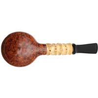 Yang Kun Two Pipe Set Smooth Tomato with Bamboo and Partially Sandblasted Bent Rhodesian with Boxwood (U24.3)