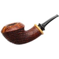 Yang Kun Two Pipe Set Smooth Tomato with Bamboo and Partially Sandblasted Bent Rhodesian with Boxwood (U24.3)