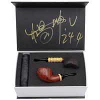 Yang Kun Two Pipe Set Smooth Acorn with Boxwood and Sandblasted Dublin with Bamboo (U24.4)