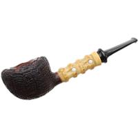Yang Kun Two Pipe Set Smooth Acorn with Boxwood and Sandblasted Dublin with Bamboo (U24.4)
