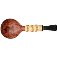 Yang Kun Two Pipe Set Smooth Bent Brandy with Bamboo and Partially Sandblasted Bent Dublin with Bamboo (U24.1)