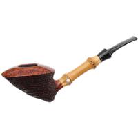 Yang Kun Two Pipe Set Smooth Bent Brandy with Bamboo and Partially Sandblasted Bent Dublin with Bamboo (U24.1)
