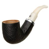 White Elephant Ebony & Ivory Sandblasted Bent Billiard (9mm)