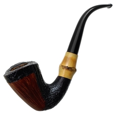 Italian Estates Savinelli Autograph Partially Sandblasted Bent Dublin with Bamboo (Replacement Stem)