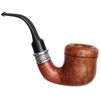 Italian Estates: Ser Jacopo Domina 98 Sandblasted Bent Pot with Silver  (049) Tobacco Pipe