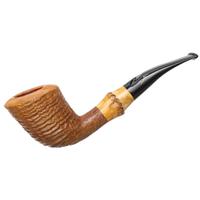 Italian Estates Savinelli Autograph Sandblasted Bent Dublin with Bamboo (Unsmoked)