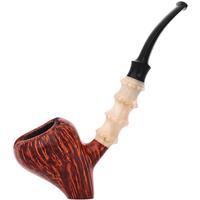 Misc. Estates Ping Zhan Smooth Acorn Sitter with Bamboo Carved Horn (Unsmoked)