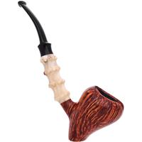 Misc. Estates Ping Zhan Smooth Acorn Sitter with Bamboo Carved Horn (Unsmoked)
