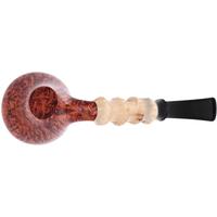Misc. Estates Ping Zhan Smooth Acorn Sitter with Bamboo Carved Horn (Unsmoked)