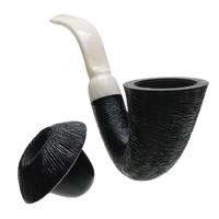 American Estates Briarworks Signature Dark Rusticated Calabash with Dark Rusticated Cap and White Stem (Unsmoked)