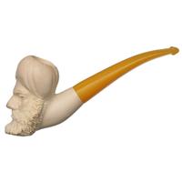 Turkish Estates Unknown Meerschaum Bearded Man (Reverse Threaded Bone Tenon) (Unsmoked)