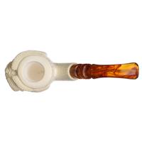 Turkish Estates Unknown Meerschaum Lattice Bent Billiard with Harley Davidson Carving (with Case) (Unsmoked)