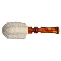 Turkish Estates Unknown Meerschaum Lattice Bent Billiard with Harley Davidson Carving (with Case) (Unsmoked)