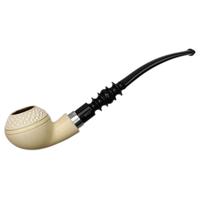 Turkish Estates IMP Meerschaum Partially Rusticated Churchwarden with Silver (with Case)