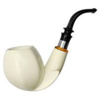Turkish Estates IMP Meerschaum Smooth Paneled Bent Apple with Silver (with Case) (Unsmoked)