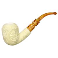 Turkish Estates H. Ege Meerschaum Carved Bent Billiard (with Case) (Unsmoked)