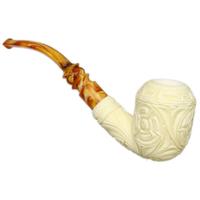 Turkish Estates H. Ege Meerschaum Carved Bent Billiard (with Case) (Unsmoked)