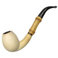 Turkish Estates Fikri Baki Meerschaum Smooth Bent Egg with Bamboo (with Case)