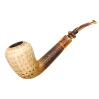 Turkish Estates Unknown Lattice Meerschaum Paneled Acorn with Feather (with Case)