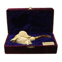 Turkish Estates Baglan Meerschaum Demon Skull with Reverse Eagle (with Case) (Unsmoked)