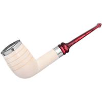 Turkish Estates IMP Meerschaum Partially Rusticated Billiard with Silver (with Case) (Unsmoked)