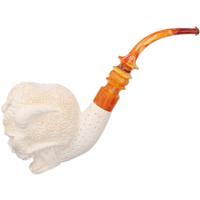 Turkish Estates Royal Meerschaum Carved Demon Skull (with Case) (Unsmoked)