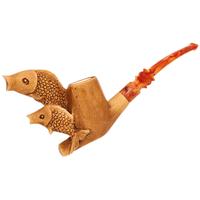 Turkish Estates Unknown Meerschaum Leaping Fish (with Case) (Unsmoked)
