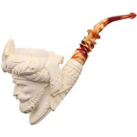 Turkish Estates Pipes Depot Meerschaum Bearded Man with Ornate Turban and Floral Details (Erdogan) (with Case) (Unsmoked)