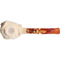 Turkish Estates Pipes Depot Meerschaum Bearded Man with Ornate Turban and Floral Details (Erdogan) (with Case) (Unsmoked)