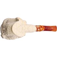 Turkish Estates Pipes Depot Meerschaum Bearded Man with Ornate Turban and Floral Details (Erdogan) (with Case) (Unsmoked)