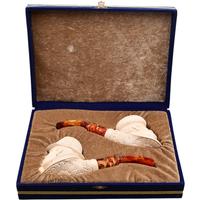 Turkish Estates I. Baglan Meerschaum Sherlock Holmes and Watson Two Pipe Set (with Case) (Unsmoked)
