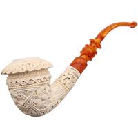 Turkish Estates SMS Meerschaum Arabesque Calabash (by Tekin) (with Case) (Unsmoked)