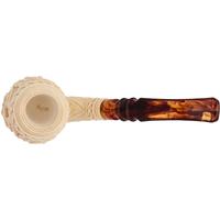 Turkish Estates Kudret Gezer Meerschaum Carved Bent Billiard (with Case) (Unsmoked)