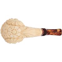Turkish Estates Kudret Gezer Meerschaum Carved Bent Billiard (with Case) (Unsmoked)