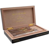 God of Fire God Of Fire KKP Special Reserve and Never Back Down Assortment (4 Cigars and Black Travel Humidor)