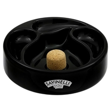 Ceramic Ashtray Pipe Knocker 3 Pipe - Black