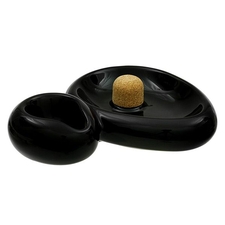Sidecar Ceramic Ashtray Pipe Knocker 1 Pipe - Black