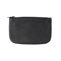 Genuine Leather Zip Tobacco Pouch Black